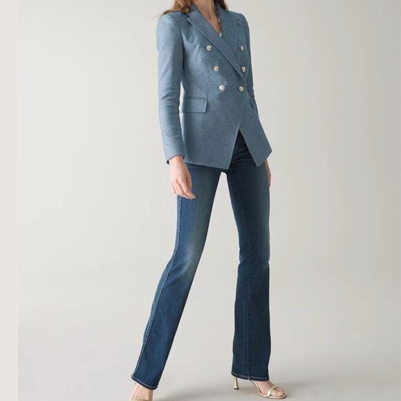 WHBM Tweed Studio Blazer 6 | NWT Double Breasted, Blue, Silver Buttons, Sold Out - Picture 3 of 11